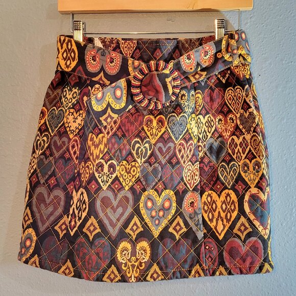 Farm Rio Black Hearts Ikat Mini Skirt - Picture 7 of 13